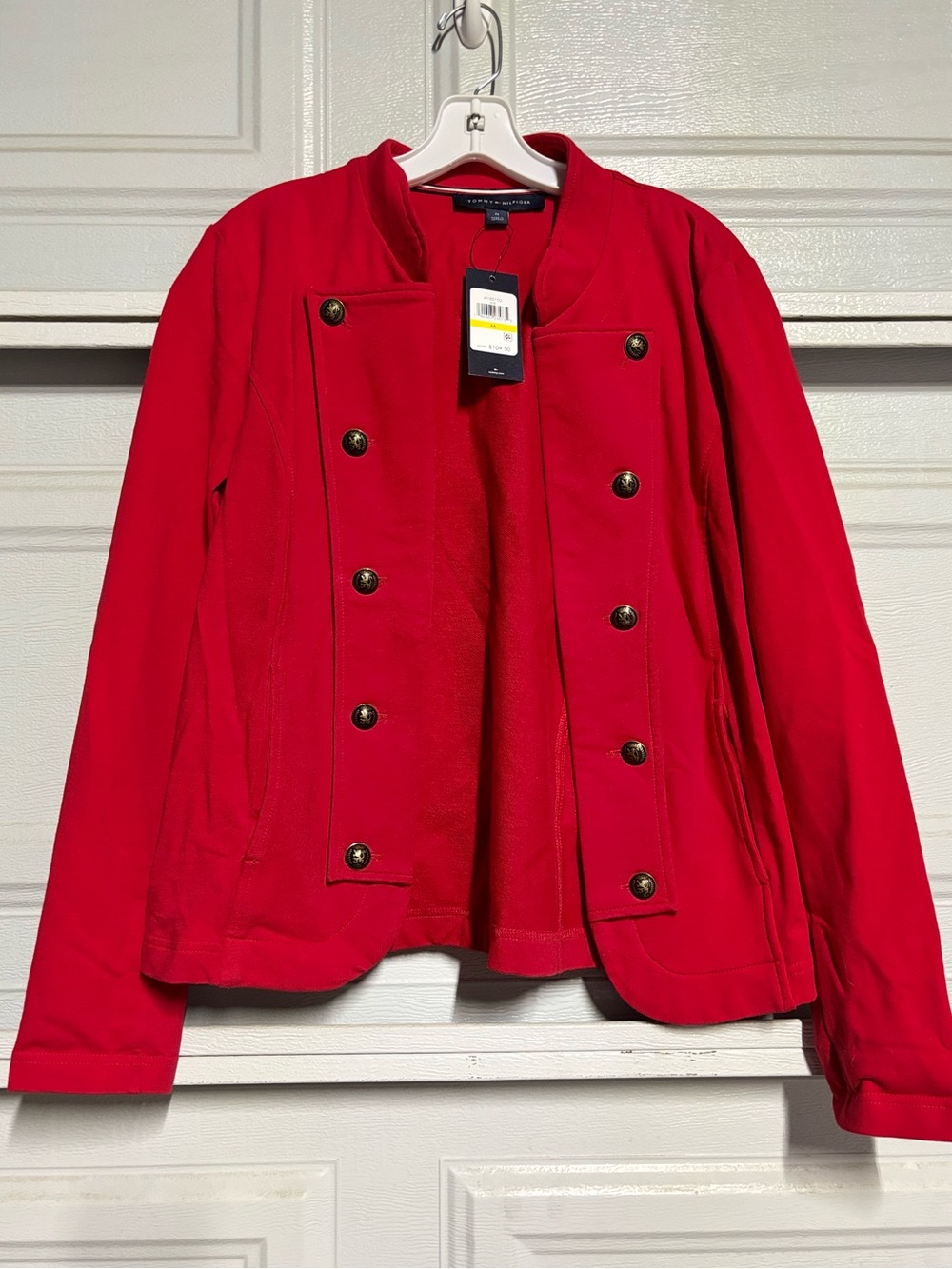Tommy Hilfiger Red Military-Style Double-Breasted Blazer